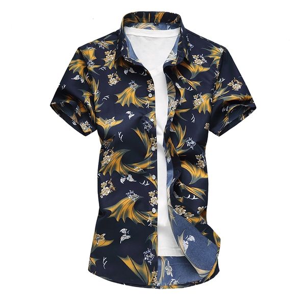 

2021 new summer mens short sleeve beach hawaiian cotton casual floral shirts men chemise homme asian size -7xl uxdf, White;black