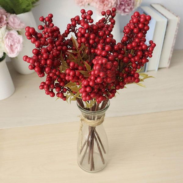 

decorative flowers & wreaths artificial red berry diy decor fake branch cake christmas wedding gift box craft decoration drop 1210