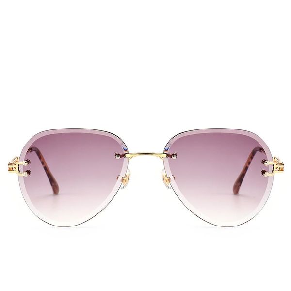 

gradient women luxury metal glasses girls shades custom rimless sunglasses, White;black