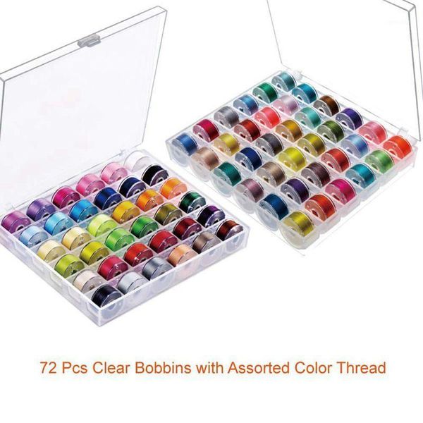 

sewing notions & tools 72 pcs bobbins and thread with case for brother singer babylock janome kenmore (assorted colors)1, Black