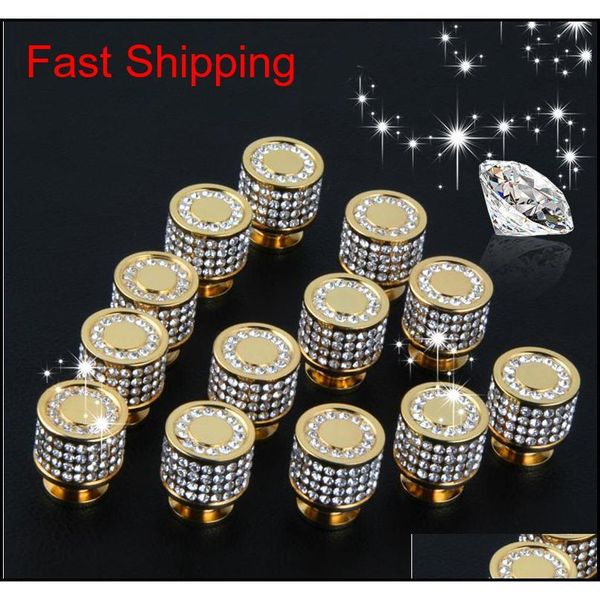 

luxury 24k real gold czech crystal brass round cabinet door knobs and handles furnitures cupboard wardrobe qylook new_dhbest