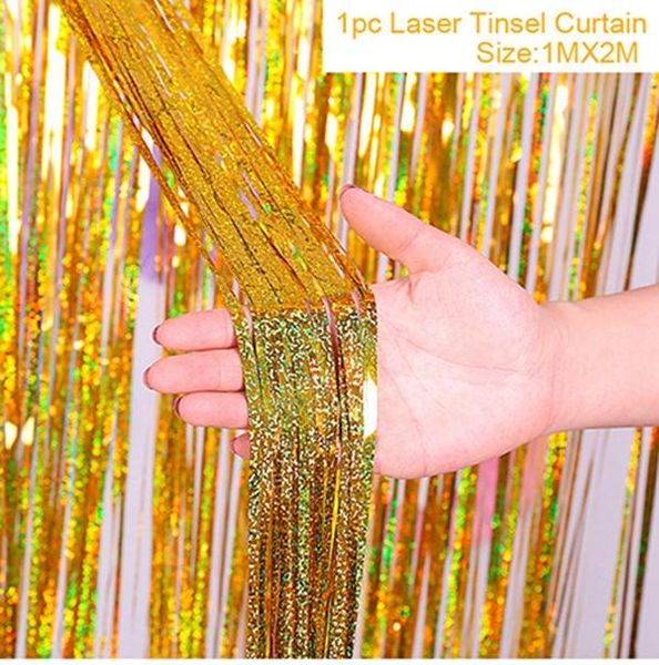 

fengriae rain backdrop curtain party birthday background decoration gold blue backdrop wedding curtain foil fringe wmtnmc