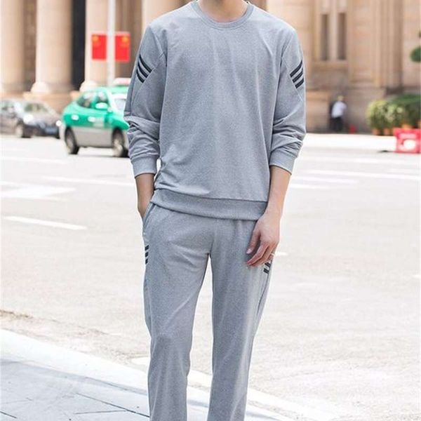 

sportswear 2020 new trend with cool casual two piece men's sweater spring and autumn, Gray