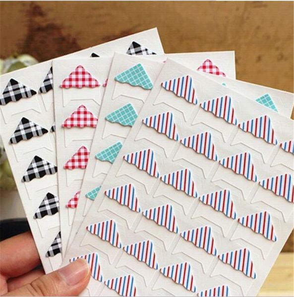 

24 stickers/sheet diy retro plaid stripes p corner paper stickers for p album fitting handwork frame albums decoration scrapbooking