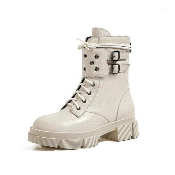 

autumn winter genuine leather women buckle ankle boots punk motorcycle boots party shoes woman female short1, Black