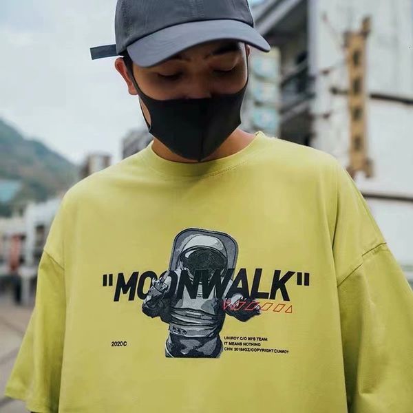 

astronaut men's short fashion street 5-sleeve loose korean couple half sleeve cec super fire t-shirt, White;black