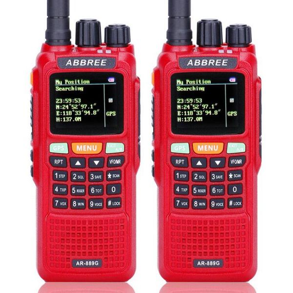 

2pcs abbree ar-889g 10w walkie talkie gps sos night backlight duplex cross band dual band dual receiving ham cb radio