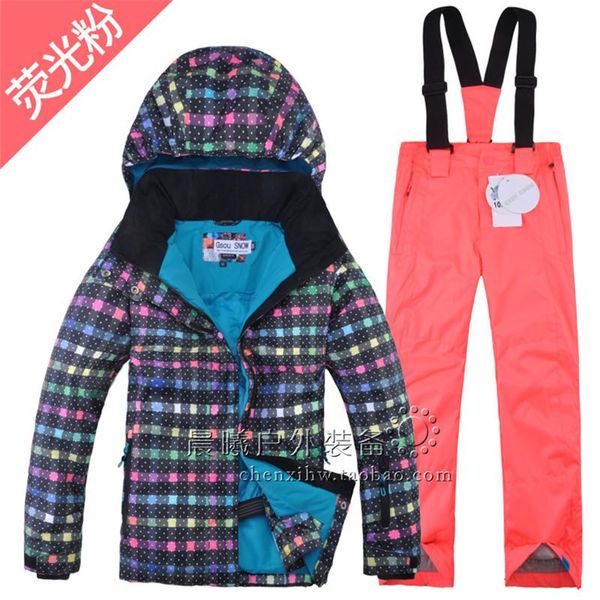 

skiing jackets gsou snow children boy girl ski suits + pants warm winter waterproof windproof snowboarding clothing set brand