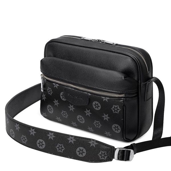 

hong kong surrogate shopping trendy brand new fashion bag 30233 messenger bag shoulder crossbody genuine leather mens bag, Black;red