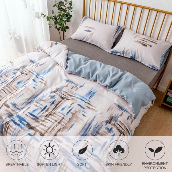 

3pcs bedding duvet cover set bedclothes pillow case washable polyester soft thickened comfortable with zipper closure warm
