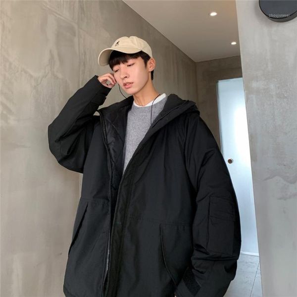 

winter mens cotton-padded coats loose hooded men coat parka casual plus size m-5xl black gray l061