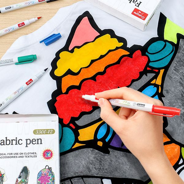 

12/24 Colors Fabric Markers Pens Permanent Paint Marker Fabric Pen Art Markers Clothes Canvas T-shirt Shoes Cap Bag Pillowcase