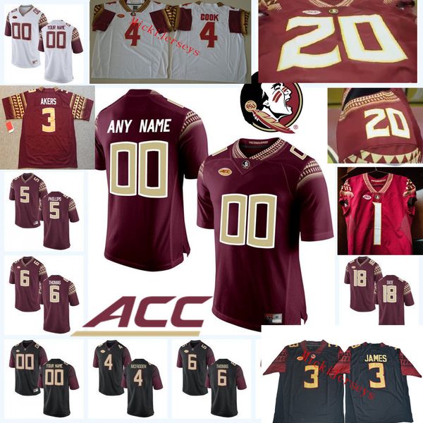 

florida state seminoles football cam akers alex hornibrook charlie ward warrick dunn bobby bowden anquan boldin dalvin cook fsu jersey, Black