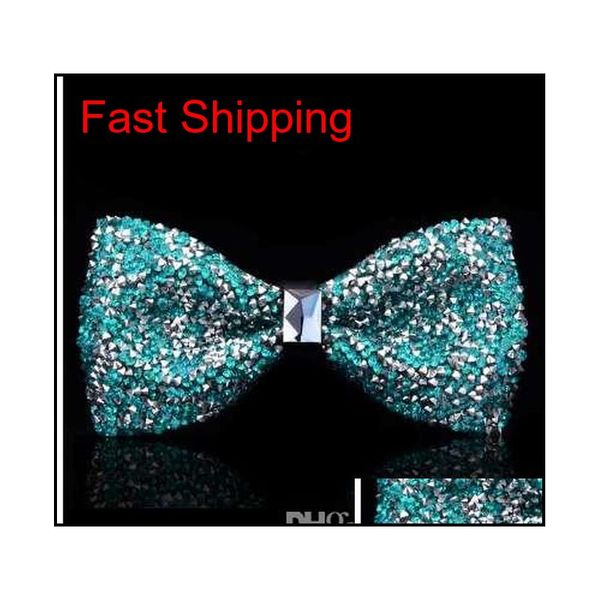 

new bow tie crystal bling butterfly knot for men wedding banquet feast club party qyltpc mj_fashion, Black;gray
