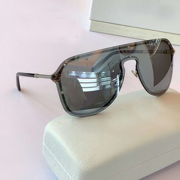 

silver light grey mirror silver shield pilot sunglasses 2180 rimless sunglasses with box, White;black