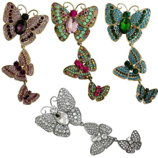 

rhinestone 3 butterflies brooch pin for women what drop tassel wedding decoration animal corsage pins1, Gray