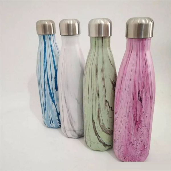 

mugs 500ml wood grain sport cycling water bottle stainless steel vacuum insulation cup thermos coffee cups