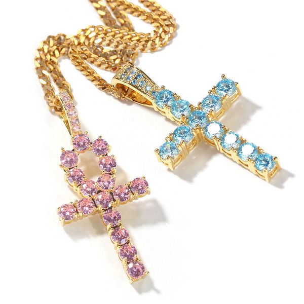 

ankh iced out cross blue rose penguin 2 colors aaa zircon jewel collar from women of hip hop men ex8u, Silver