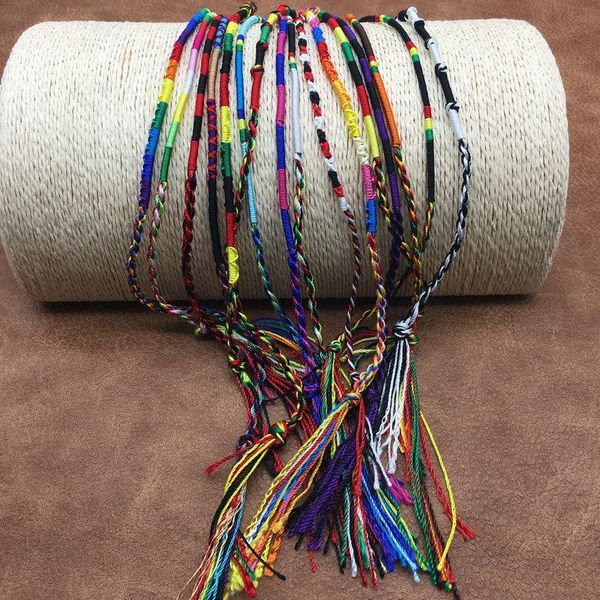 

pure cotton hand-woven lucky bracelet ladies ethnic style hand rope color diy fashion bracelet gift jewelry, Golden;silver