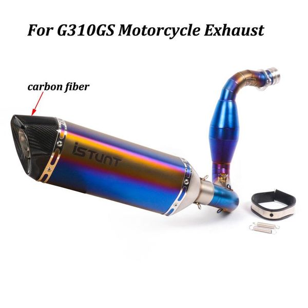 

motorcycle exhaust system full muffler modified with front middle link pipe slip on for g310gs