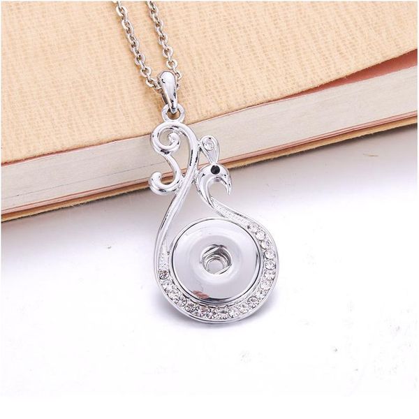 

peacock snap jewelry boom life snap buttons necklaces link chain 60cm with crystal pendant fit 18/20mm snap buttons jewe bbyhln, Silver
