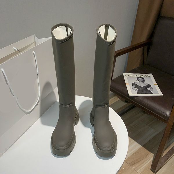 

deat 2020 new autumn and winter fashion casual round toe high knee thick heel and thick bottom long boots women lj201130, Black