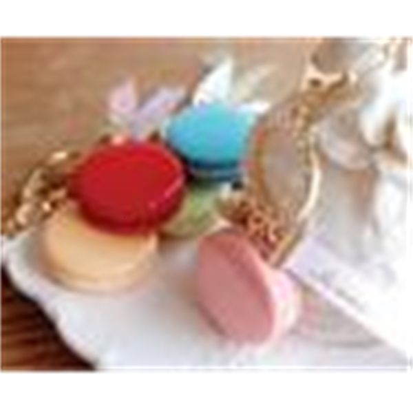 

macaron laduree wholesale-keychain rhinestone shipping ribbon keyring key chain with box gifts to send, Slivery;golden