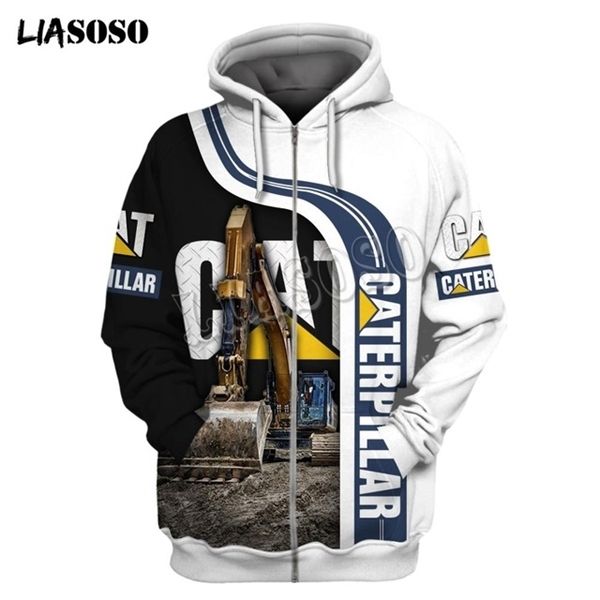 

winter fall hooded sweatshirt husband tracksuit caterpillar excavator 3d print graphic hoodies women men clothes pullover c0127, Black