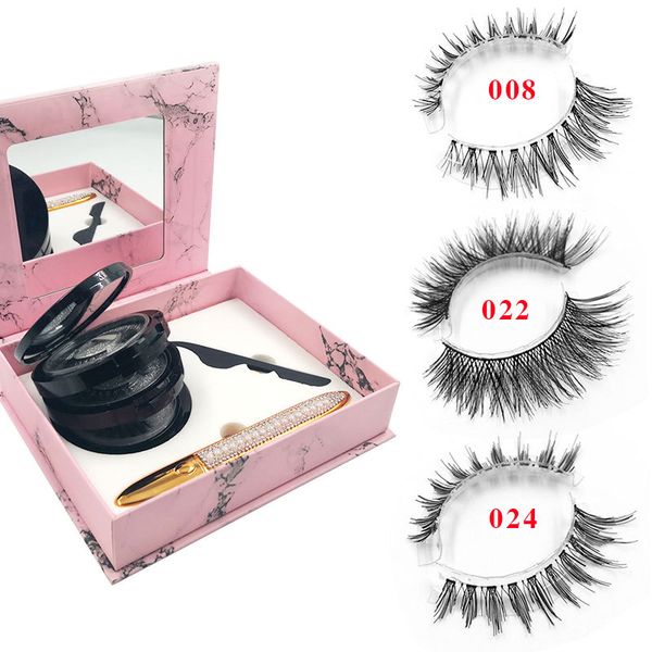 

3 pairs flase eyelashes set glue-liquid eyeliner& false eyelashes &tweezer set