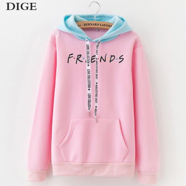 

2019 new friends printing hoodies sweatshirts harajuku crew neck sweats women clothing feminina loose women's outwear fall b03141, Black