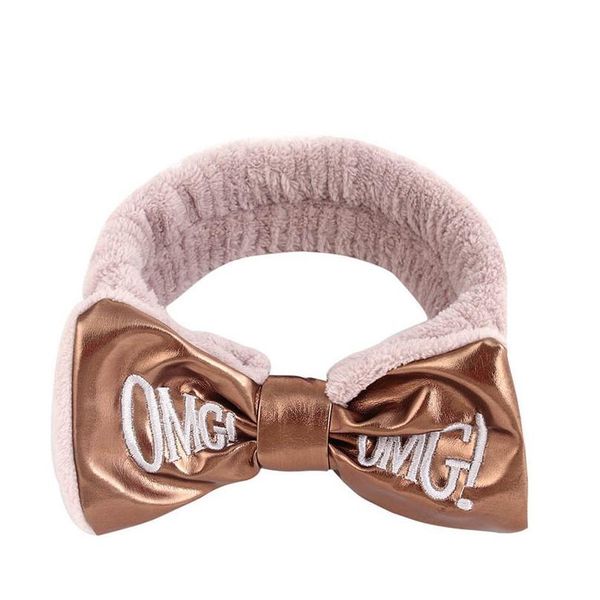 

q headband for women pu leather omg letter print coral fleece make up head band turban girls wash face bow hairbands h qyllkz
