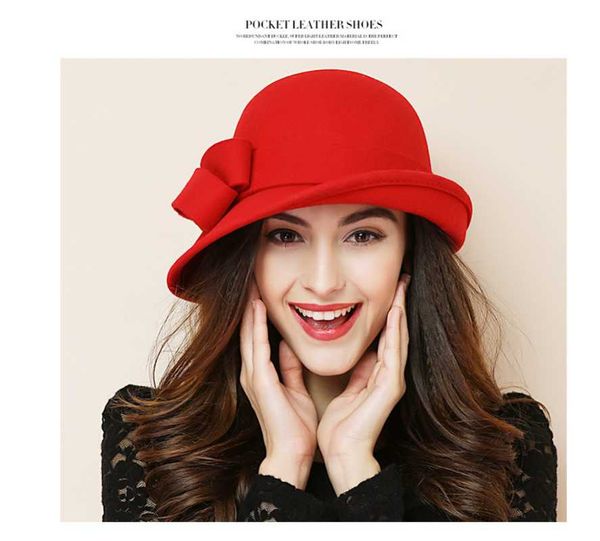 

women party formal headwear lady winter fashion asymmetric bowknot 100% wool felt hats, Blue;gray