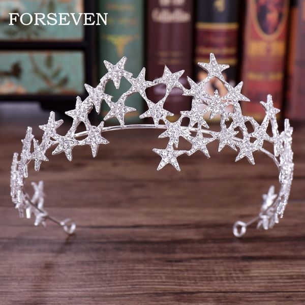 Estrelas Crown Bride Wedding Head Jewelry Crown Tiara Handamade Hair Jóias Y200409