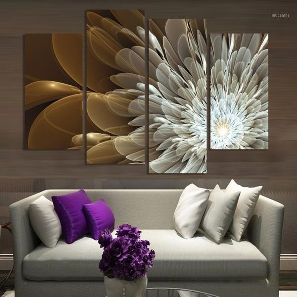 

paintings 4pcs wealth and golden flowers painting print on canvas wedding decoration for living room modular wall picture unframed1