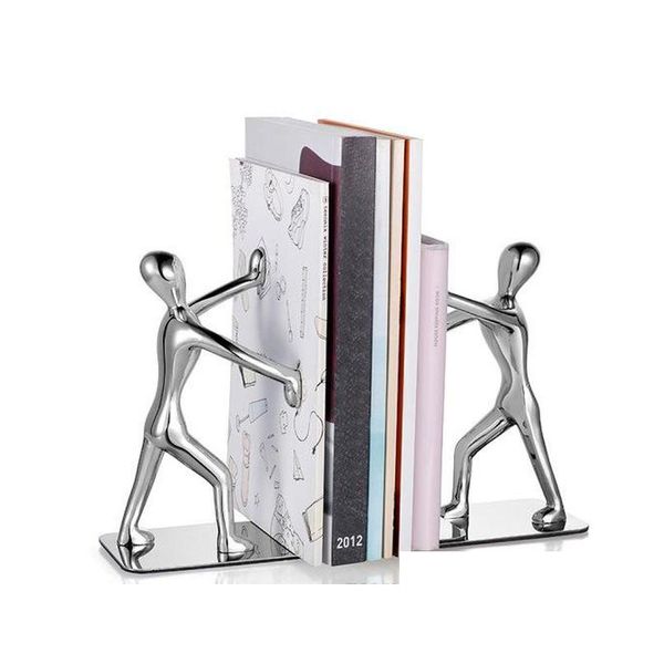

fashion cool metal stainless steel zinc alloy human shaped bookend bookshelf for school office stationery gifts supplies