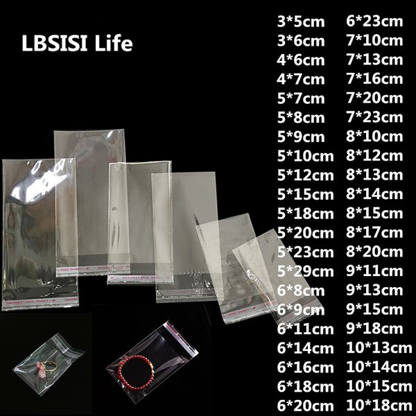 

lbsisi life 200pcs small size clear self adhesive bags plastic opp for candy cookie jewelry packing resealable packaging bag q1218