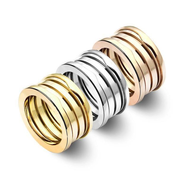 

bvr4 fashion brand stainless steel gold-plated spring ring lovers narrow jewelry women's party gift ring for men, Slivery;golden