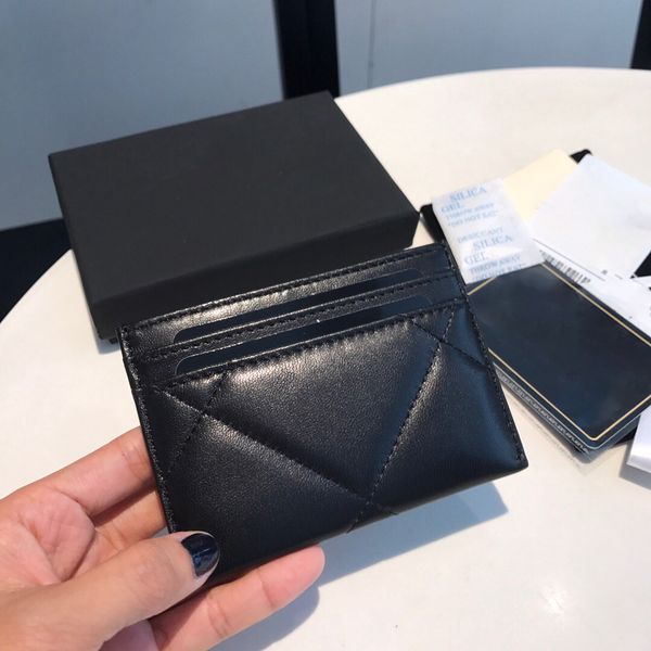 

lambskin caviar genuinel leather womens card holder with box luxurys designers wallet mens wallet purse credit card holder 16, Brown;gray