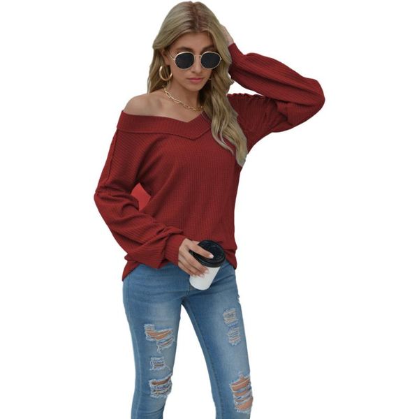 

women's t-shirt autumn and winter women long sleeves spring off shoulder v-neck, White