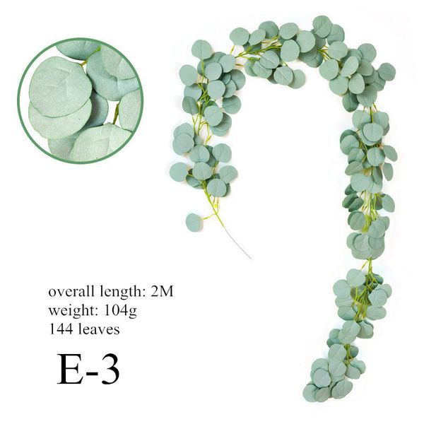 

2m wedding decoration green eucalyptus vines with rose rattan artificial fake plants ivy wreath wall decor vertical garden 3 nx5cs