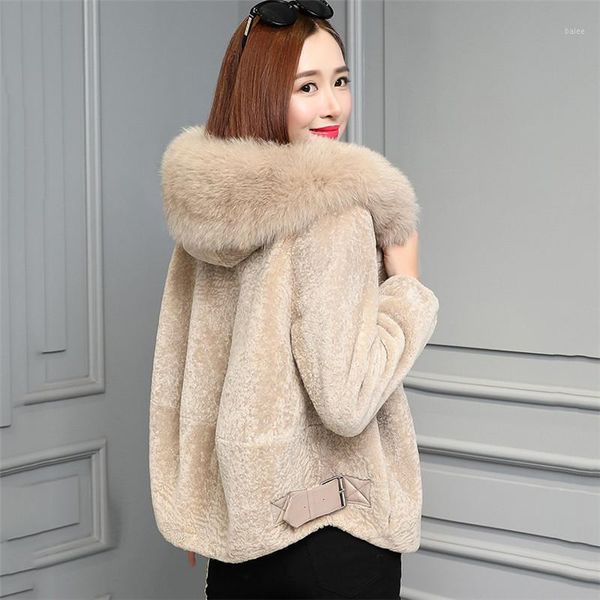 

winter coat women green black apricot plus size faux fur hooded jackets 2020 new fashion short loose chic warmth clothing ld11231