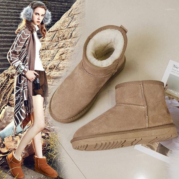 

genuine leather snow boots women's shoes winter warm cotton shoes casual plus velvet thickening flat non-slip women's boots1, Black