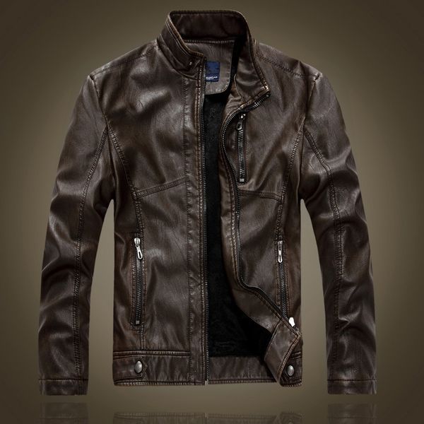

leather on motorcycles jacket of men fashion coats and warm new winter-sale autumn, Black