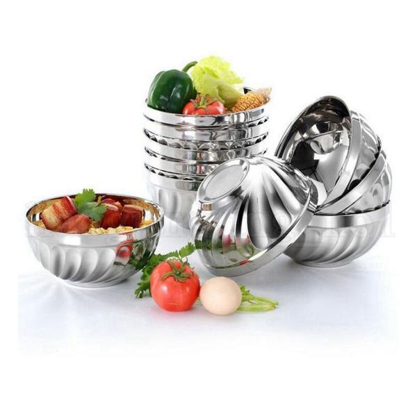 

double layer stainless steel rice bowl 12cm 14cm 16cm 18cm heat insulation anti scald bowl kitchen noodles bowls ooa5254 i5p4u