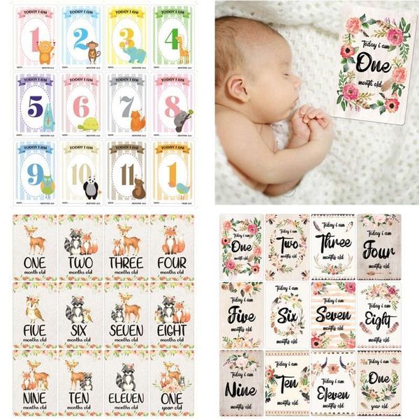 

clothing sets 12 sheet baby monthly milestone cards birth to months po moment boys girls keepsake landmark1, White