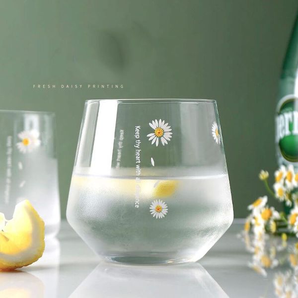 

водяное стекло с ромашкой цветочный узор, питьевой стакан для кофе соковыжимая водяная вода горячая распродажа дешевый случай jllduv