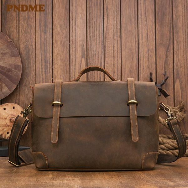 

briefcases retro simple designer natural men's briefcase business luxury genuine leather work lapmessenger bag