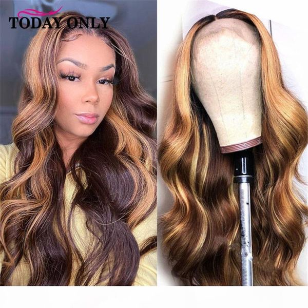 

highlight lace closure wig human hair wigs pre plucked transparent lace wig p4 27 ombre t part human hair wigs for women, Black;brown