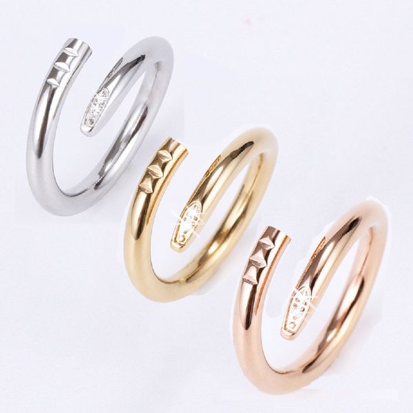

women love rings titanium steel cz diamond designer single nail ring european american fashion classic casual couple rose gold silver luxury