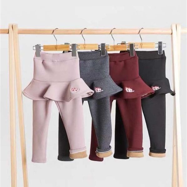 

girls' fake two-piece cashmere and children's cotton skirt with thickened pants, Blue